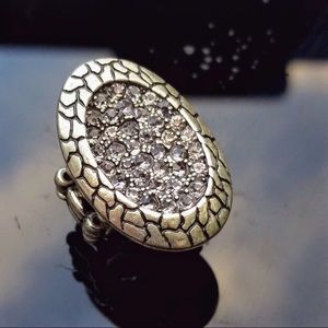 🆕Gothic Style Silvertone & Marcasite Stretch Ring